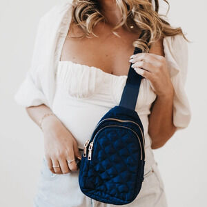 Pinelope Quilted Puffer Puffy Sling Bag Bum Bag Navy